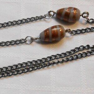 No. 29 - Two handmade eyeglass chains, one gunmetal color, one red color